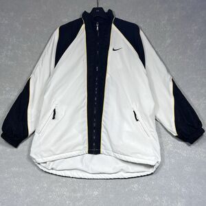 Vintage 90s Nike Windbreaker Jacket Womens Large Black/ White Lined Full Zip Y2K